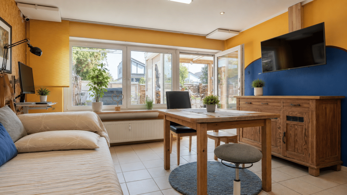 Ein Zuhause zum Wohlfühlen: Helle Wohnung mit eigenem Garten und zwei Stellplätzen, 63165 Mühlheim am Main