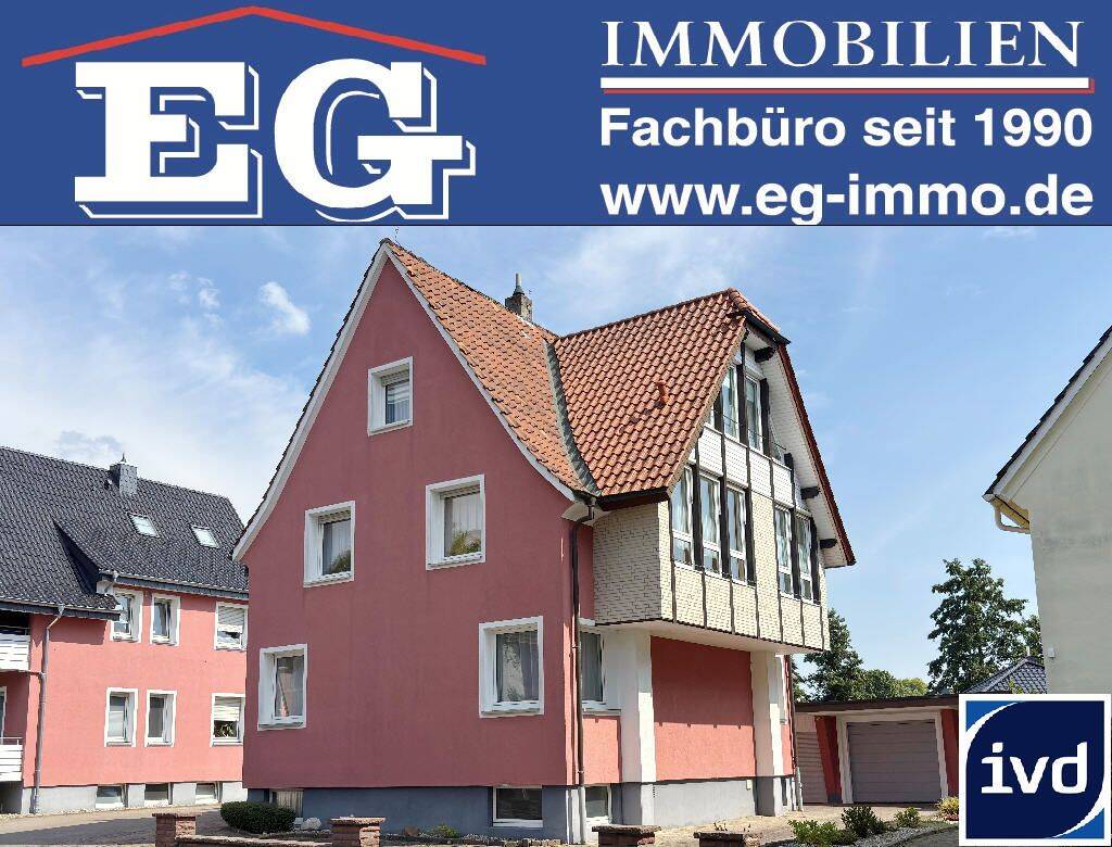 Zeitgemäßes, freistehendes Wohnhaus mit Wohlfühlgarten + vermietetem Gewerbeteil, 32105 Bad Salzuflen
