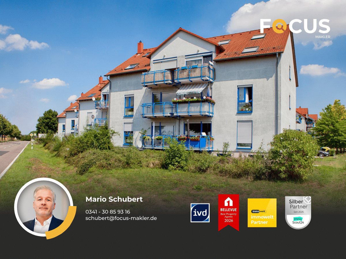 Günthersdorf – tolle 3-Raumwohnung in ländlicher und gepflegter Anlage mit Balkon und Stellplatz, 6237 Leuna