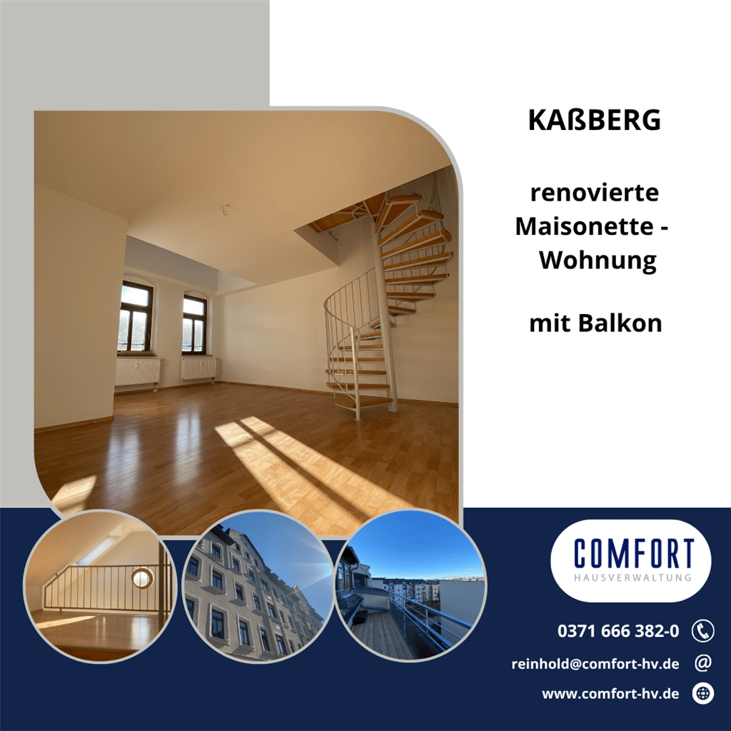 Wunderschöne 97,00 m² Maisonette-Wohnung im Dachgeschoss mit Balkon, 9112 Chemnitz (Altendorf Kaßberg Zentrum)