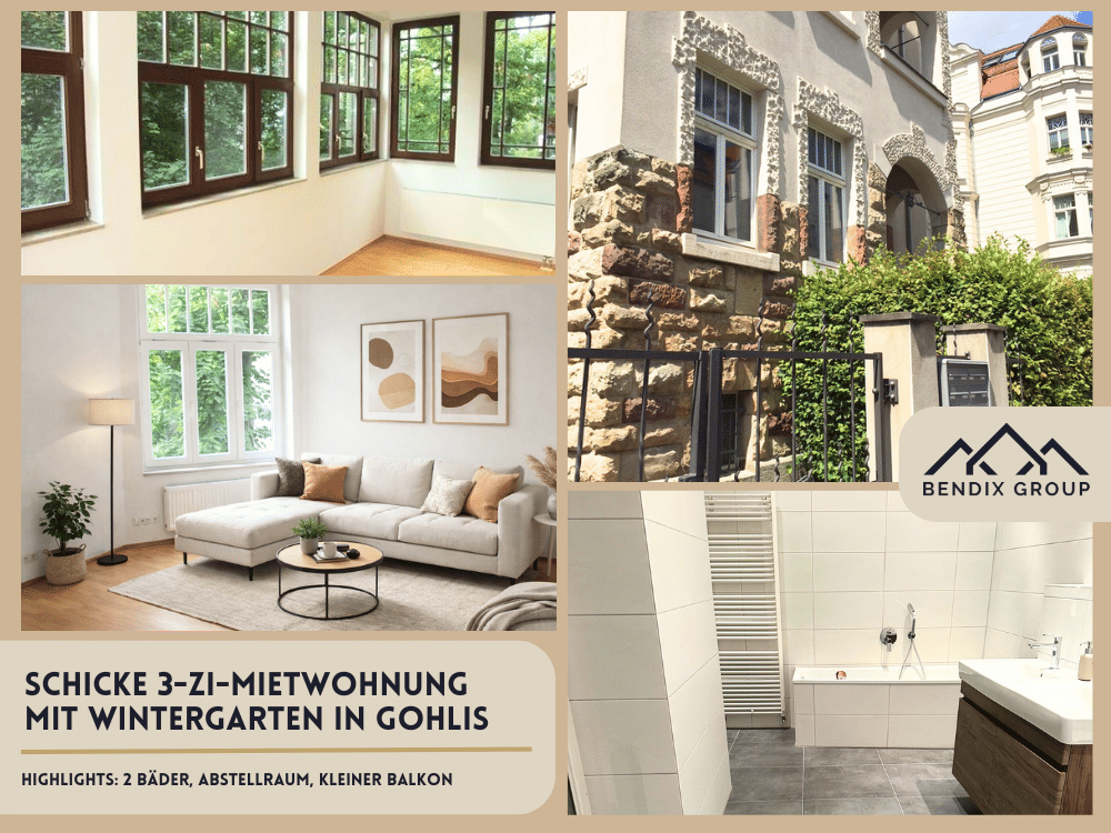 Moderne 3-Zi Mietwohnung I 2 Bäder I Balkon, Wintergarten I Hochparterre mit Altbauflair in Gohlis, 4155 Leipzig (Gohlis-Mitte Gohlis-Süd)