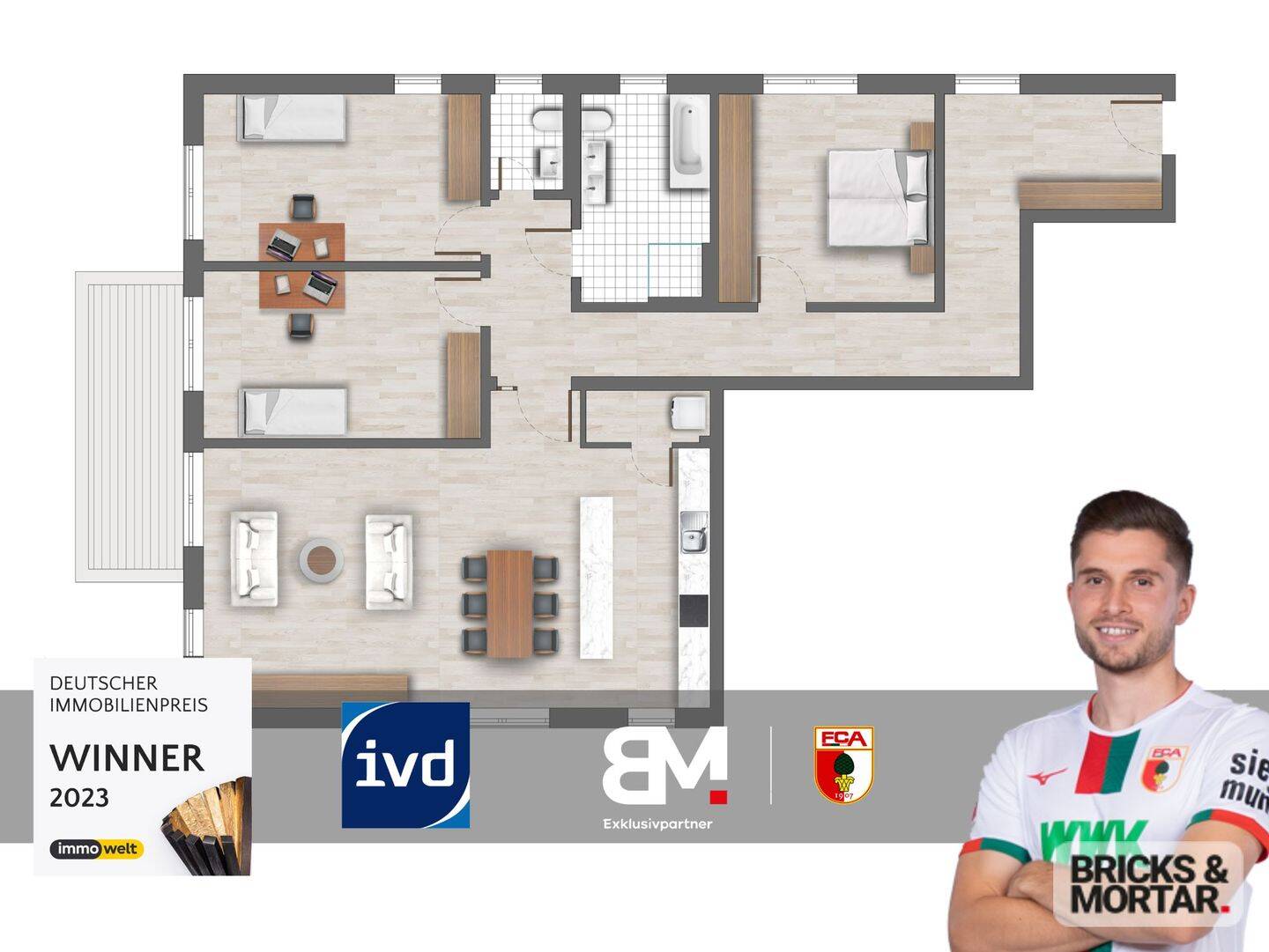 Vier-Zimmer Wohnung im 1.OG mit Balkon, 86153 Augsburg (Innenstadt)