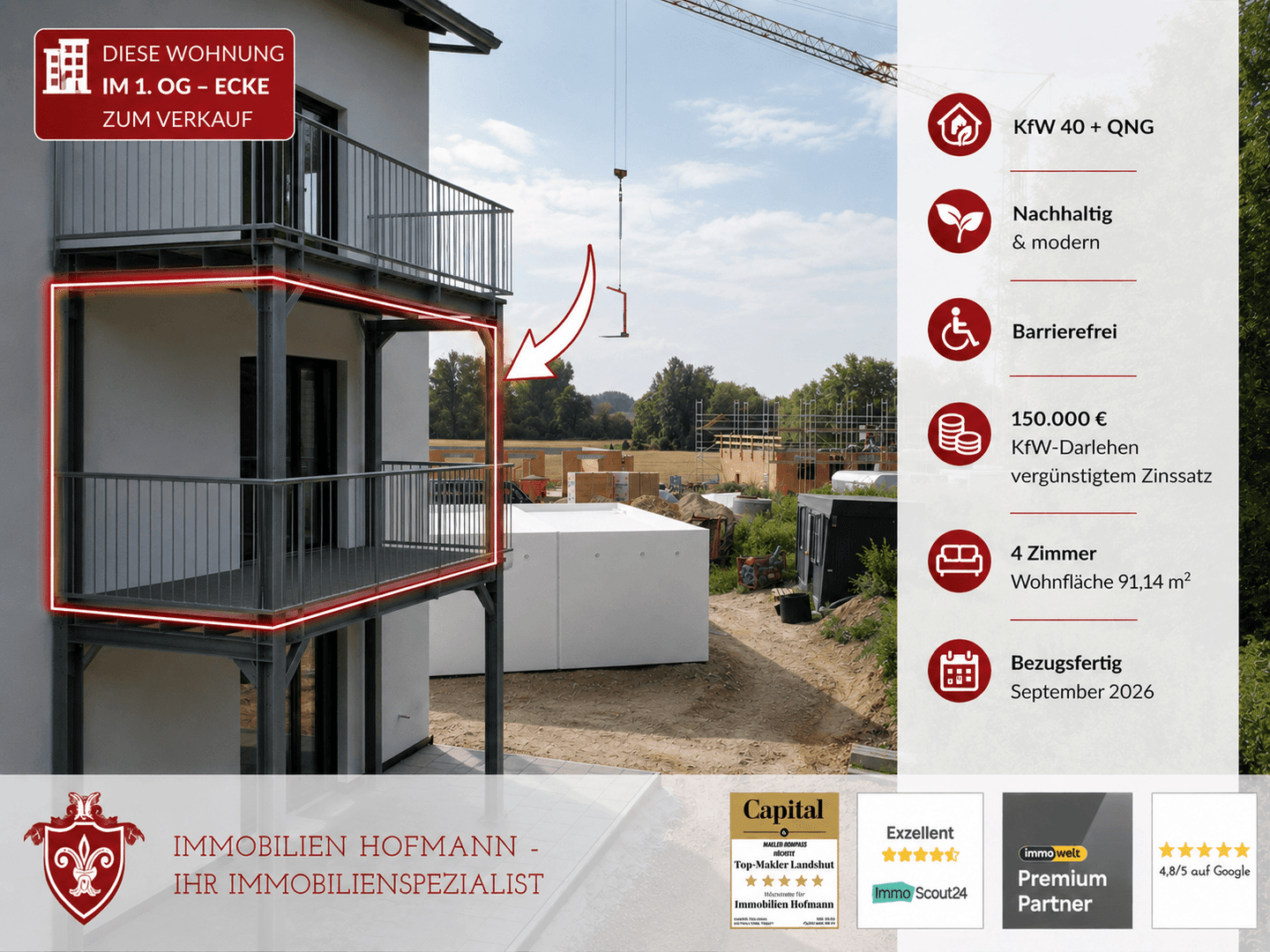 !! Barrierefrei Wohnen auf 91 ? – KfW-40 + QNG – Bezugsfertig September 2026 !!!, 94437 Mamming