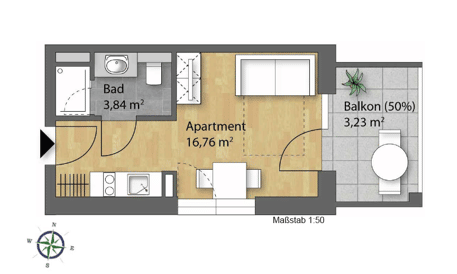 Studentenapartments, 93051 Regensburg (Galgenberg Großprüfening-Dechbetten-Königswiesen Kumpfmühl-Ziegetsdorf-Neuprüll)