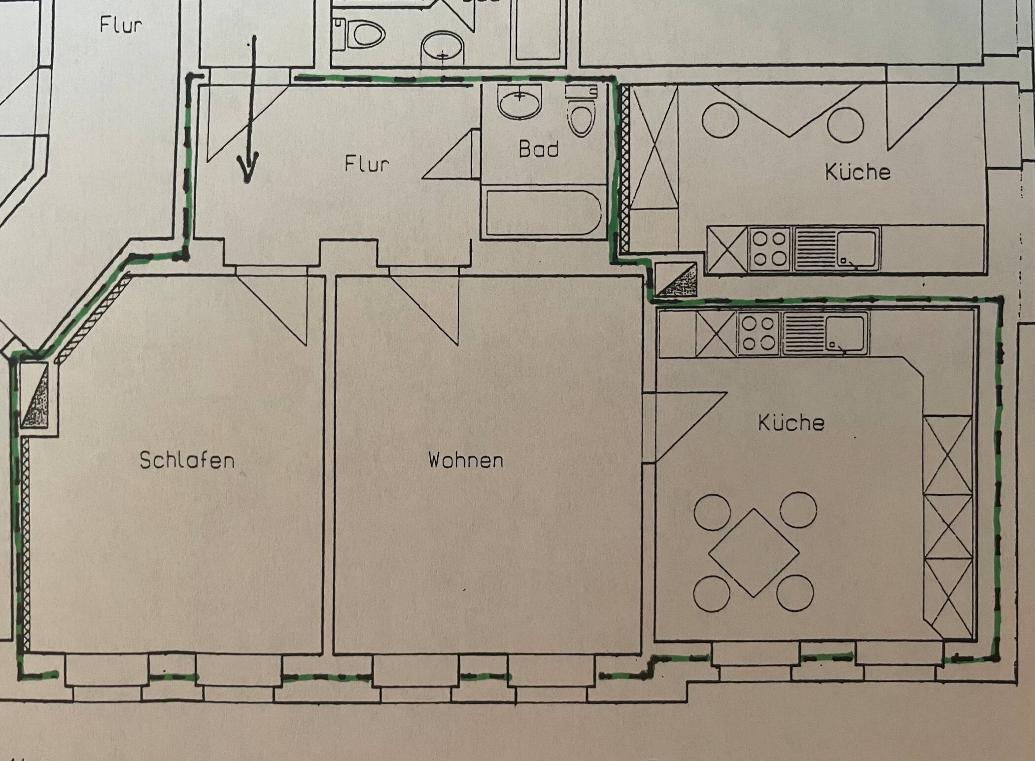 Zwei Zimmer Wohnung mit großer Wohnküche in saniertem Altbau in Dresden-Löbtau, 1159 Dresden