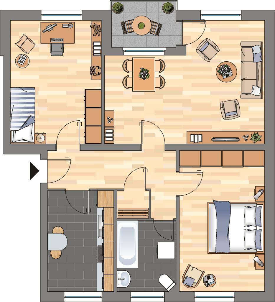 Moderne 3-Zimmer-Wohnung mit Balkon frisch renoviert, 26316 Varel