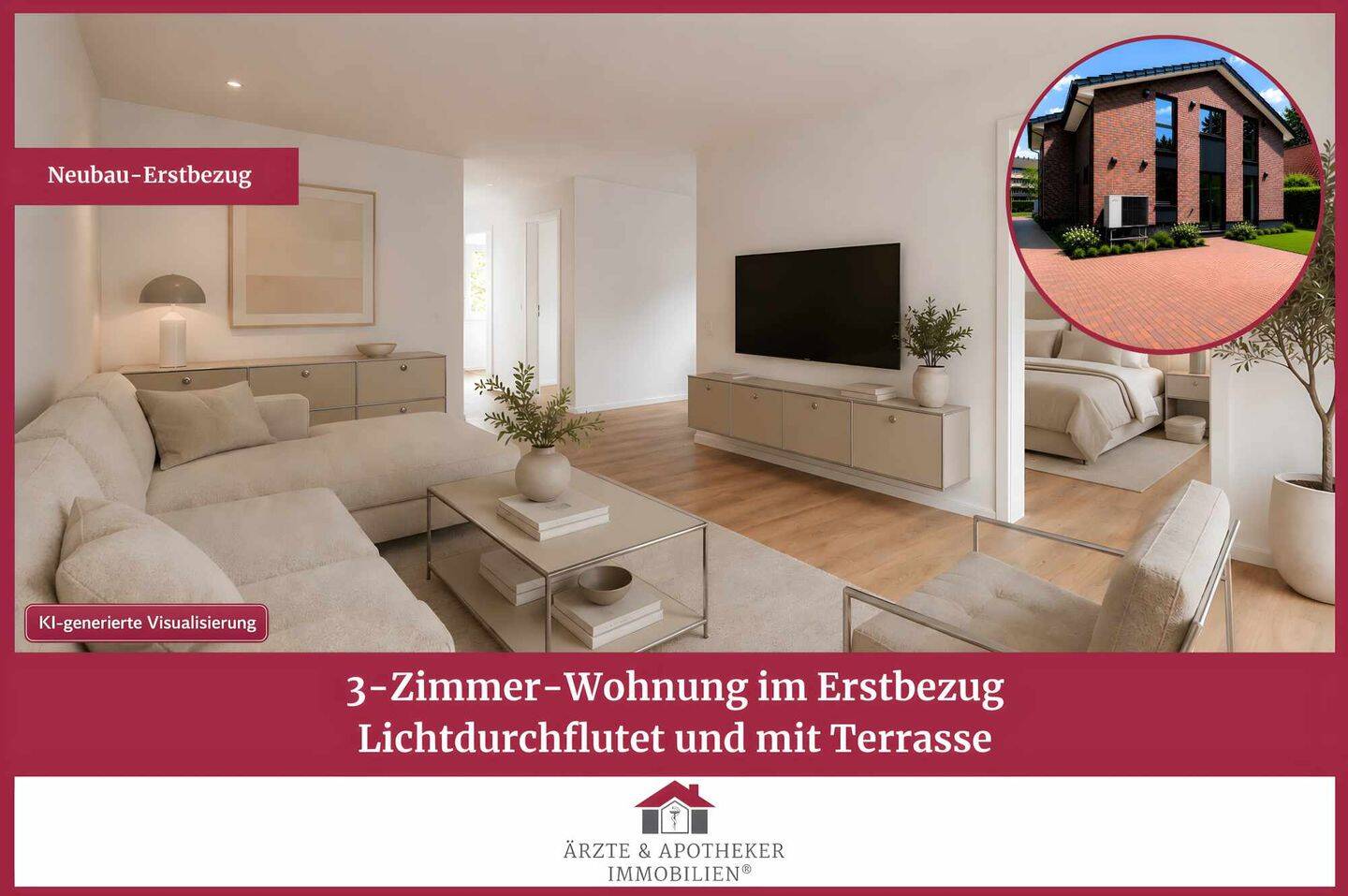 Neubau! Moderne 3-Zimmer-Wohnung mit großzügiger Terrasse!, 22145 Hamburg (Wandsbek Farmsen-Berne Rahlstedt)
