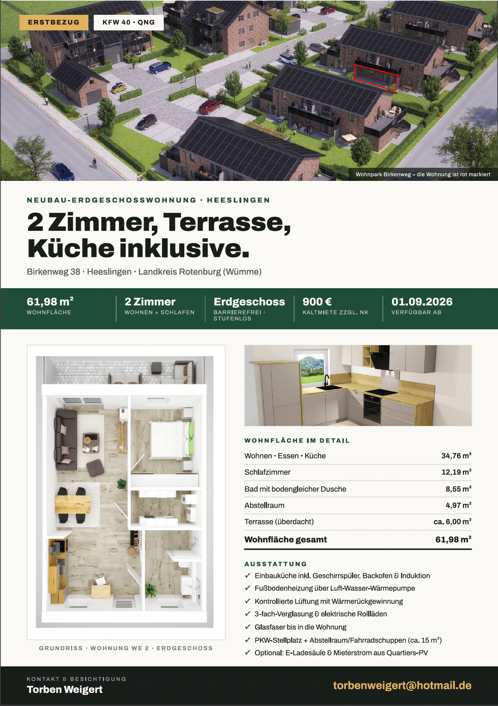 Mietwohnung, 2 Zimmer, 61 m², in Heeslingen, 27404 Heeslingen