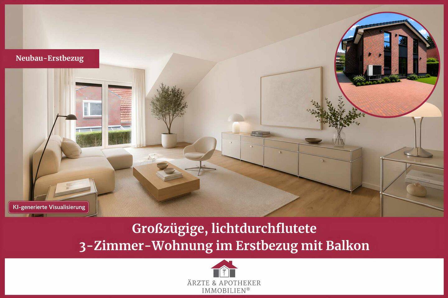 Lichtdurchflutete 3-Zimmer-Neubauwohnung mit Balkon!, 22145 Hamburg (Wandsbek Farmsen-Berne Rahlstedt)
