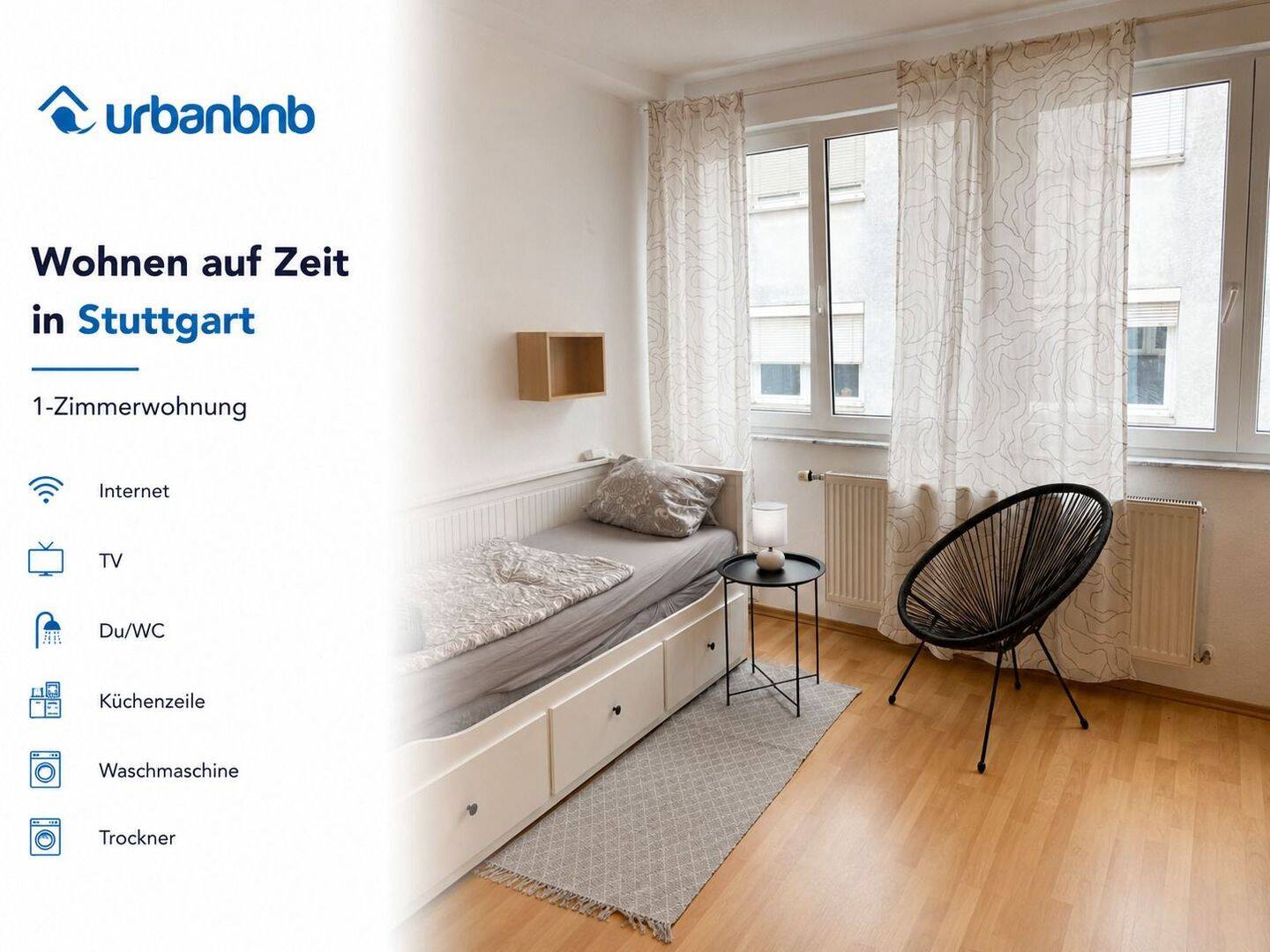 Möblierte 1-Zimwhg. ab 1 Monat in Stuttgart, 70565 Stuttgart (Dürrlewang Fasanenhof Möhringen Rohr Vaihingen)