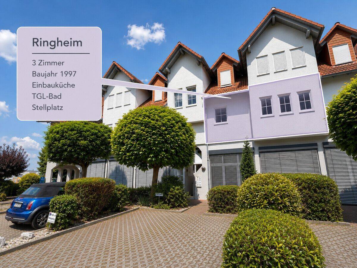 DIETZ: TIP-TOP 3-Zimmer-Eigentumswohnung mit Einbauküche, Stellplatz, TGL-Bad direkt in Ringheim!, 63762 Großostheim