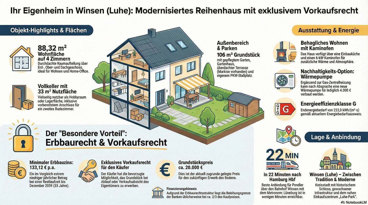 Reihenmittelhaus mit Garten & Stellplatz, 21423 Winsen (Luhe)