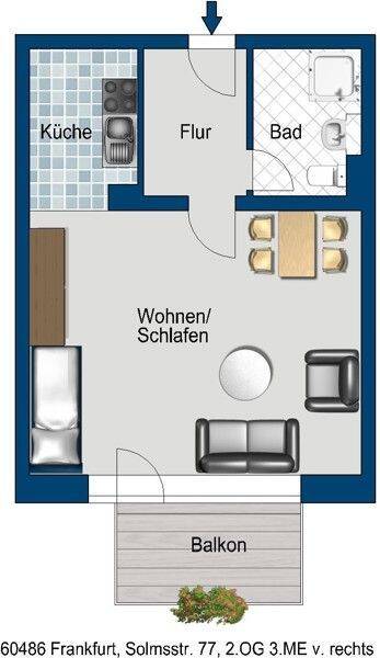 Singles aufgepasst!! 1-Zimmer Appartment in Bockenheim, 60486 Frankfurt am Main (Bockenheim Gallus Rödelheim Westend-Süd)