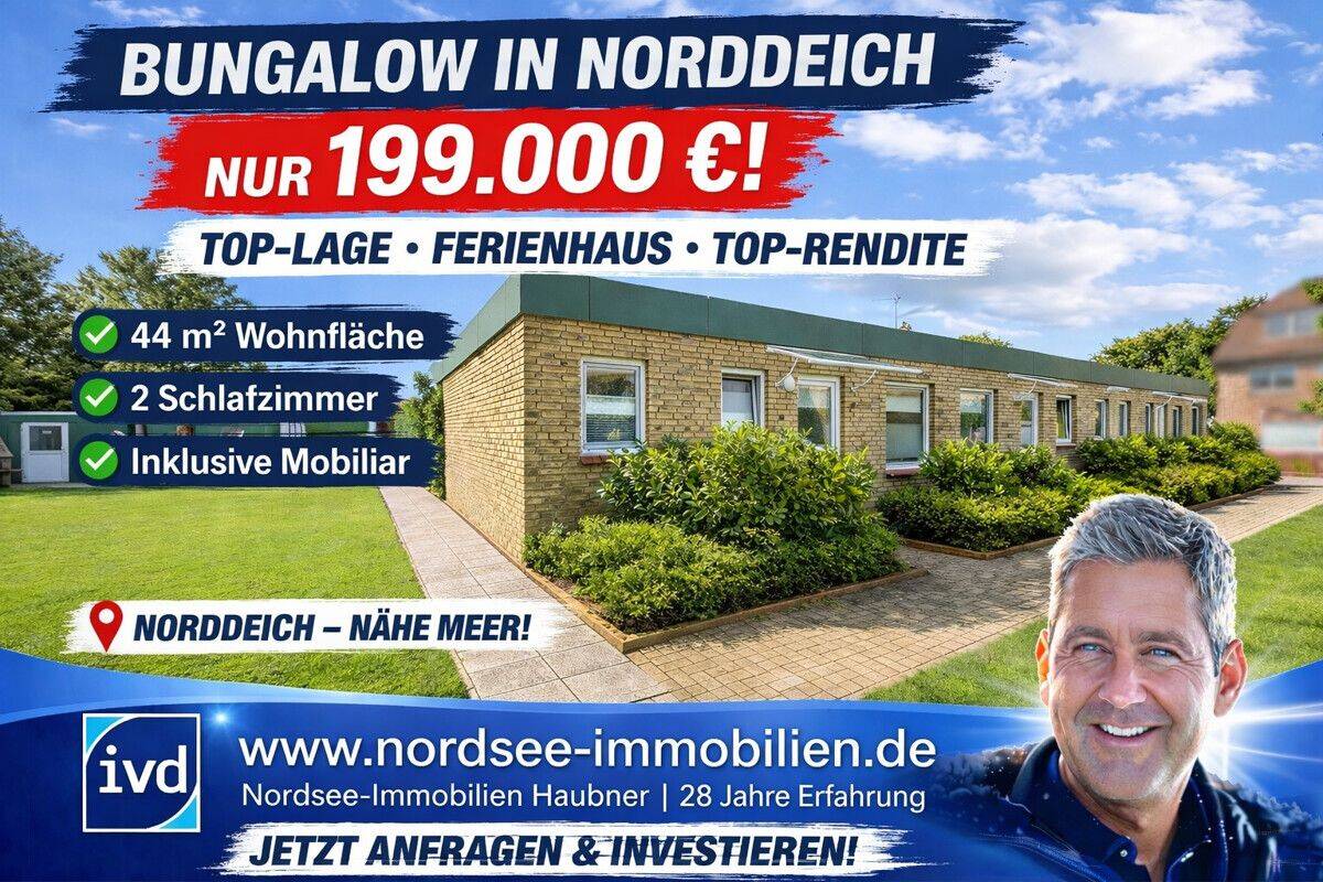 NORDDEICH – noch 2 x Bungalows à € 199.000,- mit TOP-Vermietung zu verkaufen, 26506 Norden