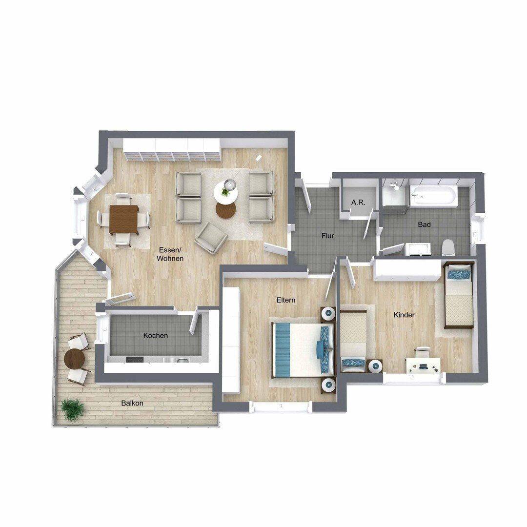 Helle 86 m² 3 Zimmer Wohnung mit Balkon & Keller in Hachenburg Krankenhaus, 57627 Hachenburg