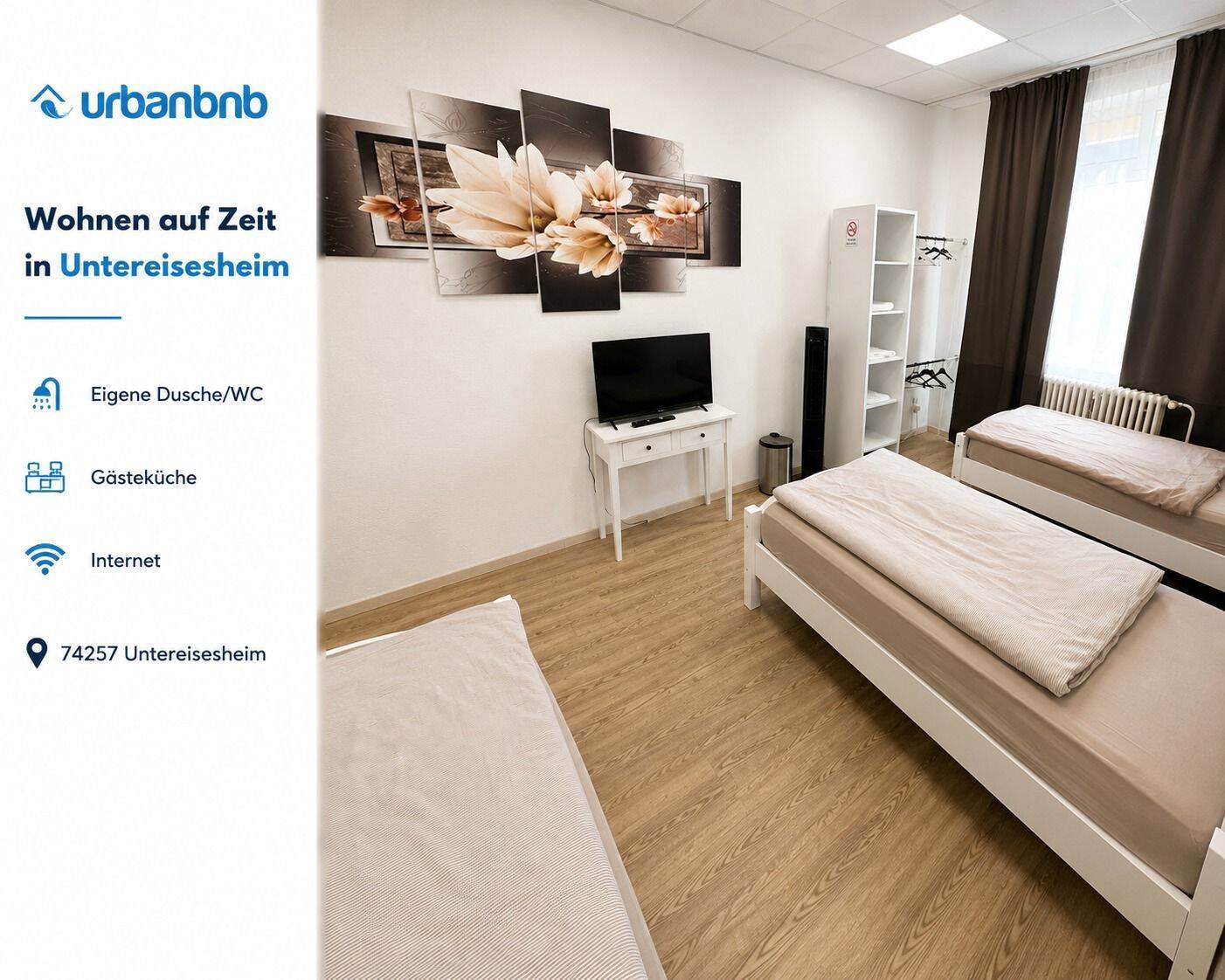Möblierte Zimmer mit eigener Dusche/WC in Heilbronn Untereisesheim mieten – Ideal für Aufenthalte ab 1 Monat, 74257 Untereisesheim
