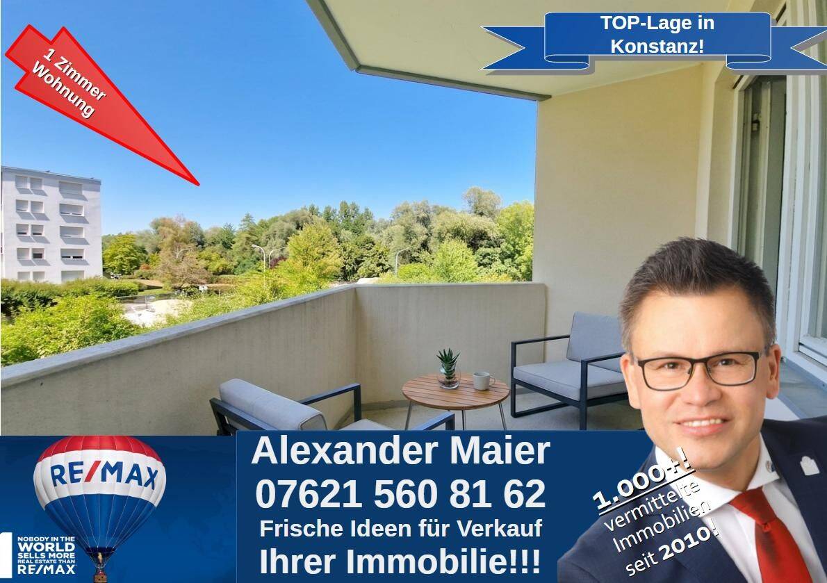 Lichtdurchflutetes 1-Zimmer-Appartement mit Balkon in begehrter Lage von Konstanz-Petershausen, 78467 Konstanz