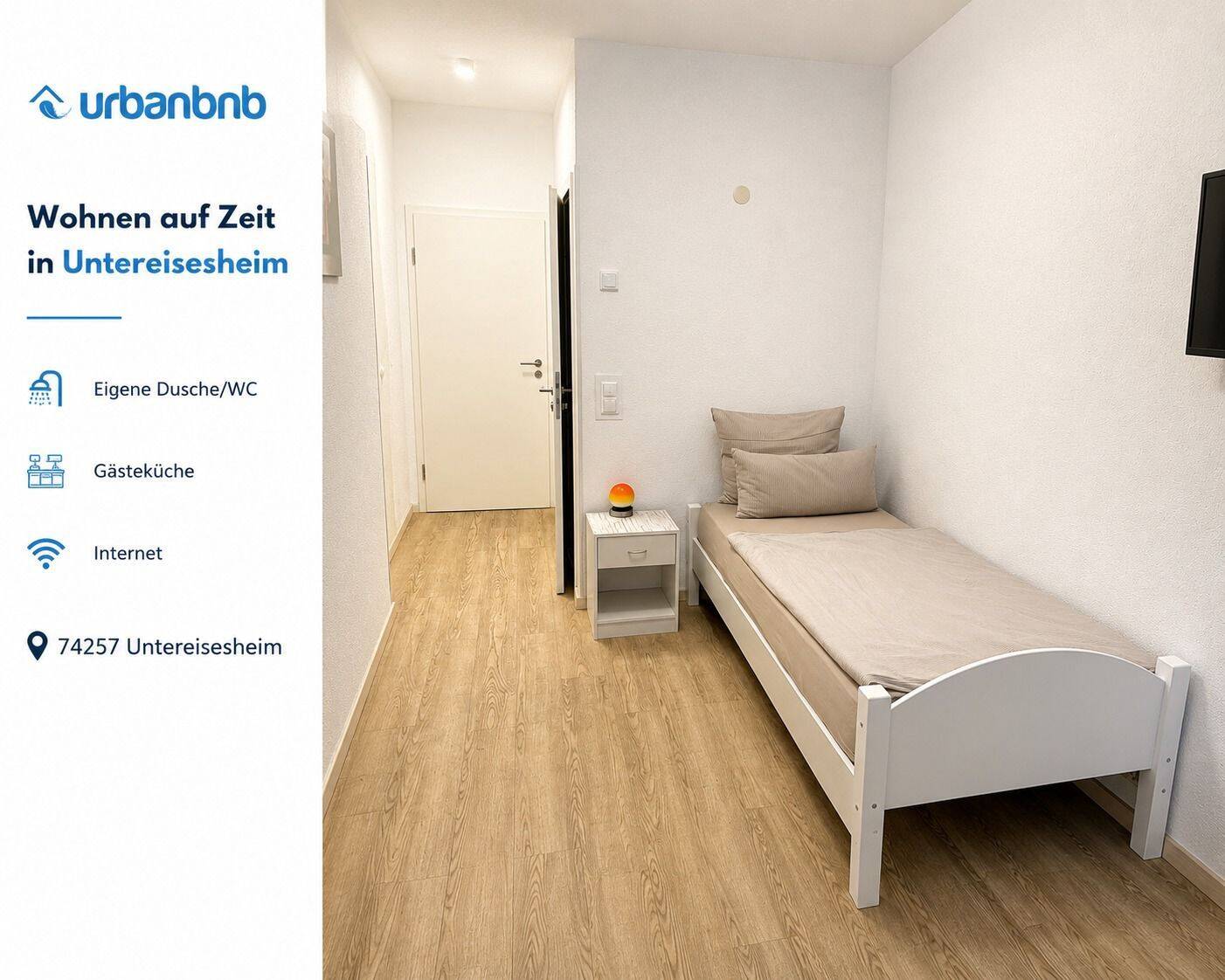 Möblierte Zimmer mit eigener Dusche/WC in Heilbronn Untereisesheim mieten – Ideal für Aufenthalte ab 1 Monat, 74257 Untereisesheim