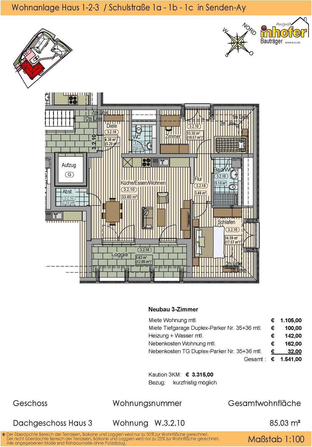 Neubauwohnanlage „le quartier ècole“ 3-Zimmer Wohnung, 89250 Senden