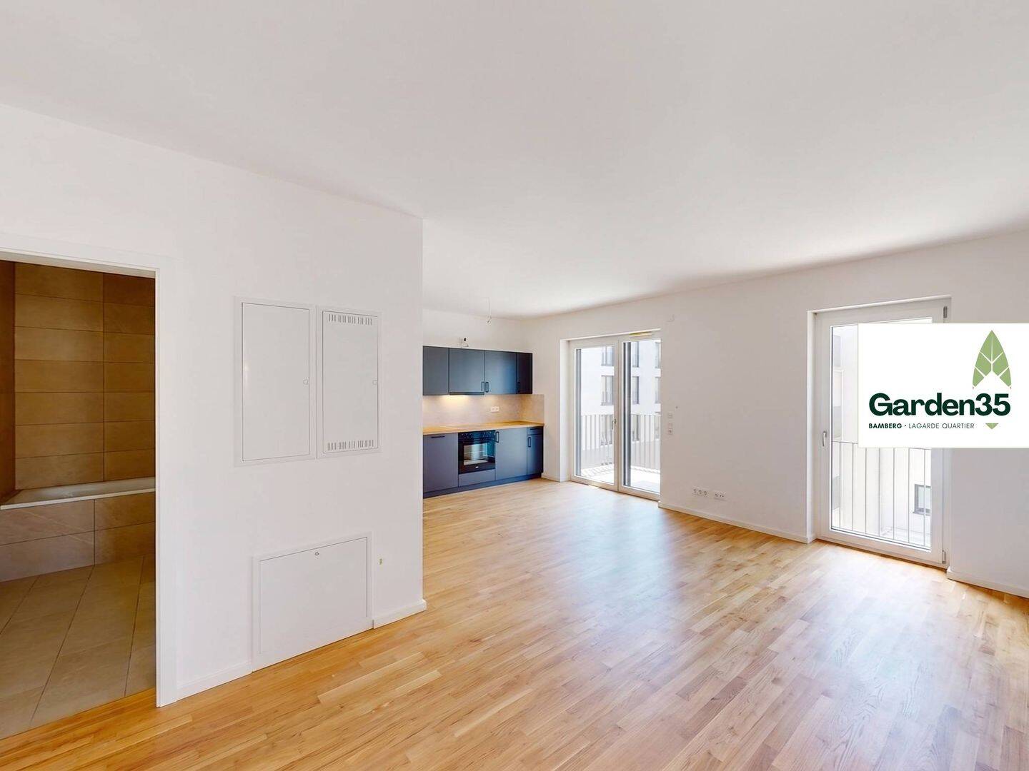 Garden35: Moderne 2-Zimmer-Neubauwohnung mit BALKON und EINBAUKÜCHE im zukunftsweisenden Lagarde-Campus, 96052 Bamberg (Bamberg Gartenstadt Hirschknock Kramersfeld)