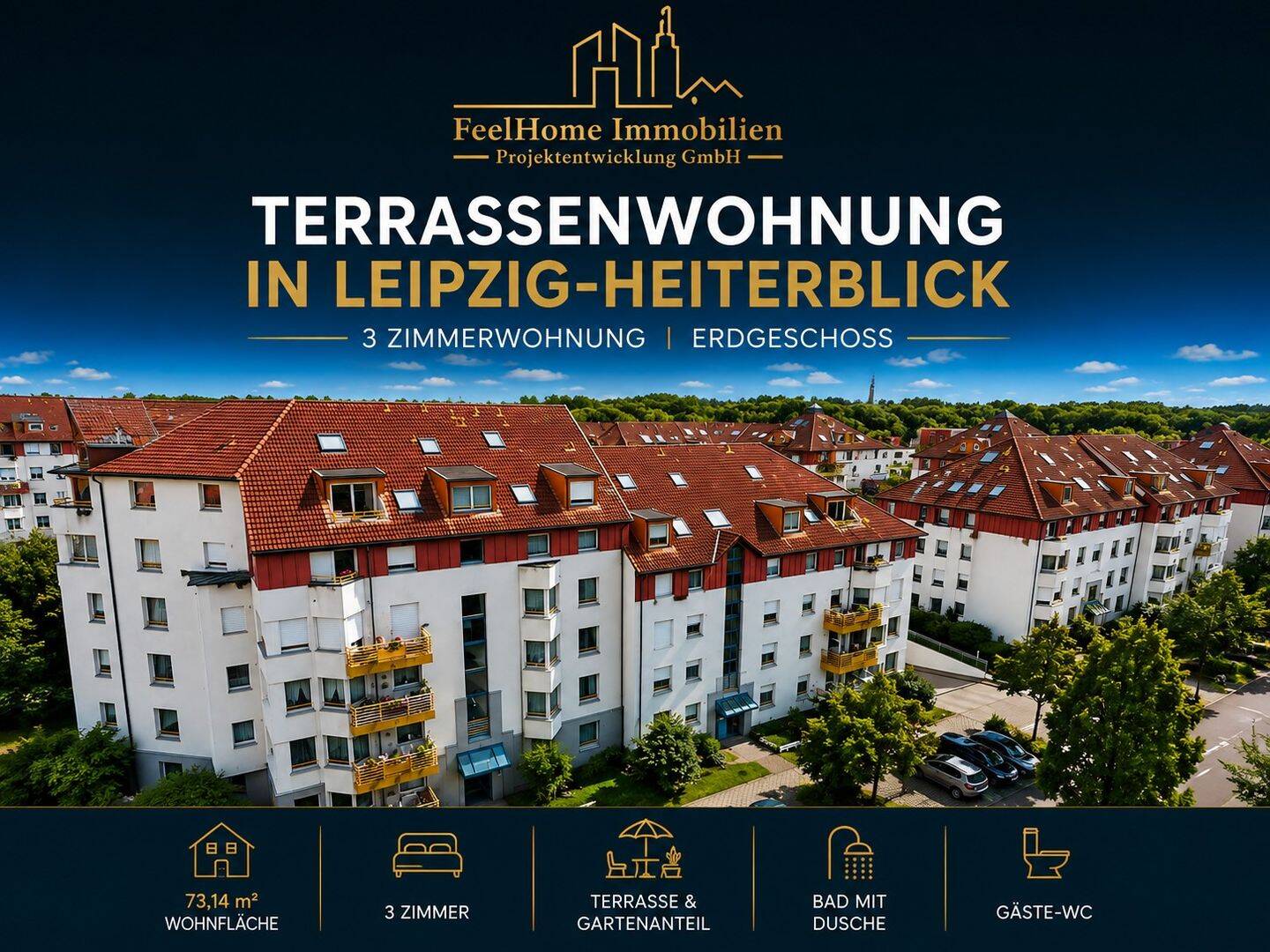 Besonderes Wohngefühl: 3 Zimmer mit Terrasse, Gartenanteil & Tiefgarage in Heiterblick!, 4329 Leipzig (Heiterblick Paunsdorf)