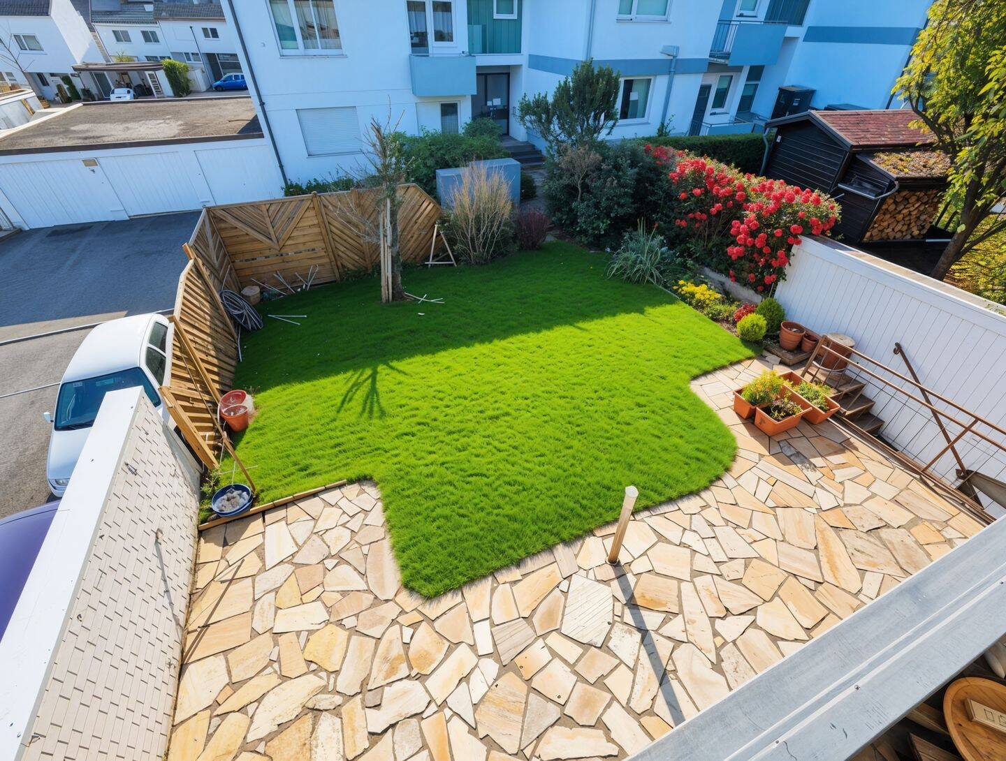 Garten-Wohnung im Reihen Endhaus, helle 3,5 Zimmer, Terrasse + Garage + Platz, 71067 Sindelfingen