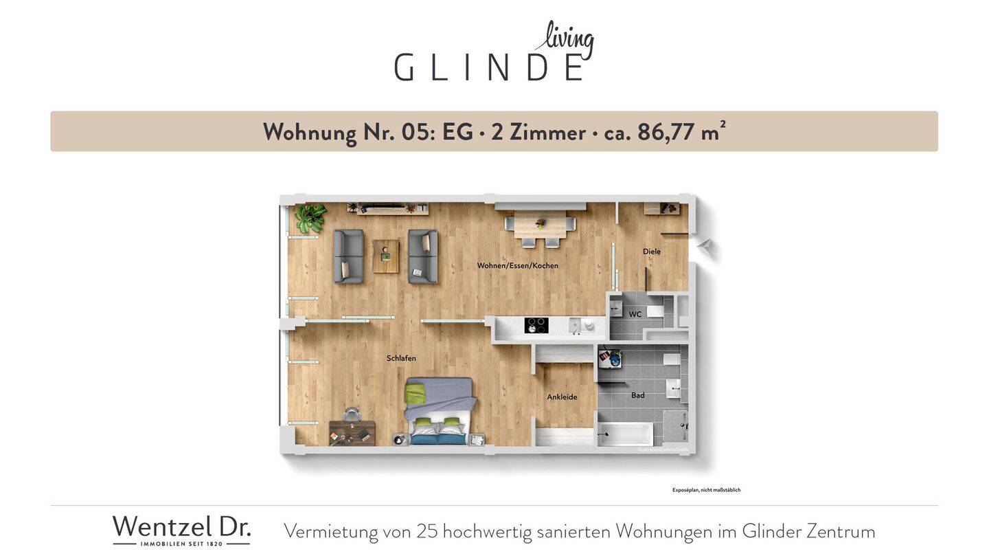 Moderne 2-Zimmer-Wohnungen in zentraler Lage von Glinde- Wentzel Dr., 21509 Glinde