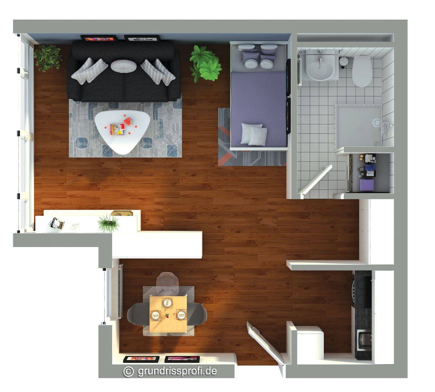Helles, renoviertes 1,5-Zimmer-Apartment in ruhiger, durchgrünter und zentrumsnaher Lage von S-Weilimdorf, 70499 Stuttgart