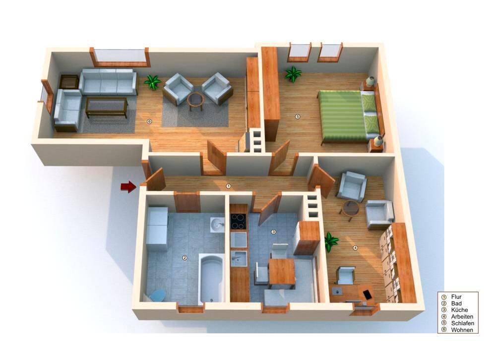 Super geschnittene 3 Zimmer Mietwohnung in Jena Ost, 2 Obergeschoss, 7749 Jena
