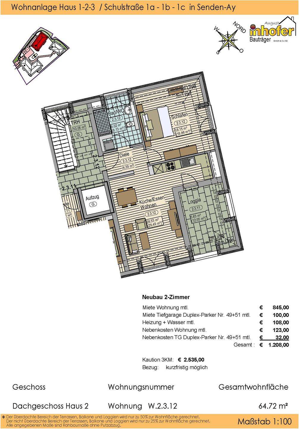 Neubauwohnanlage „le quartier ècole“ 2-Zimmer Dachgeschosswohnung, 89250 Senden