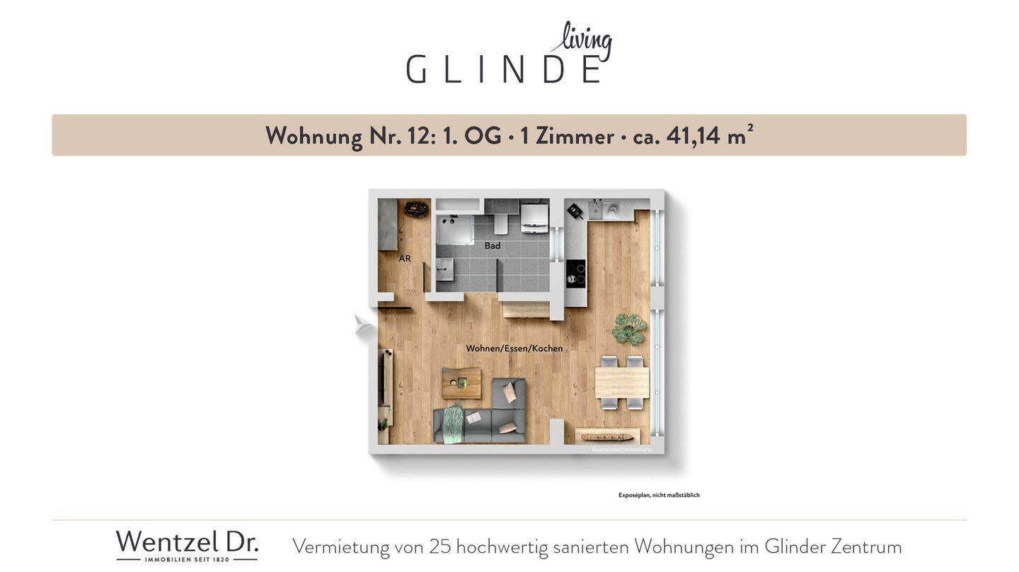 Perfekt für Singles – moderne 1-Zimmer-Wohnungen in Glinde- Wentzel Dr., 21509 Glinde