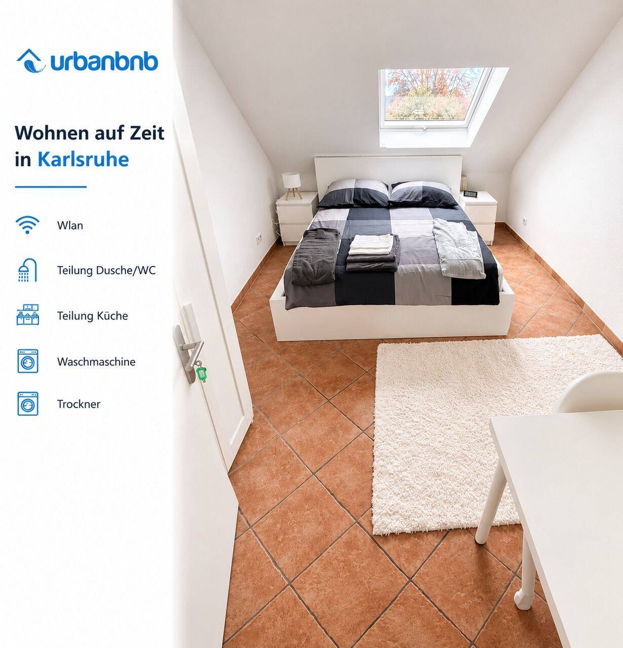 möbliertes Zimmer in Karlsruhe für Wohnen auf Zeit, 76228 Karlsruhe