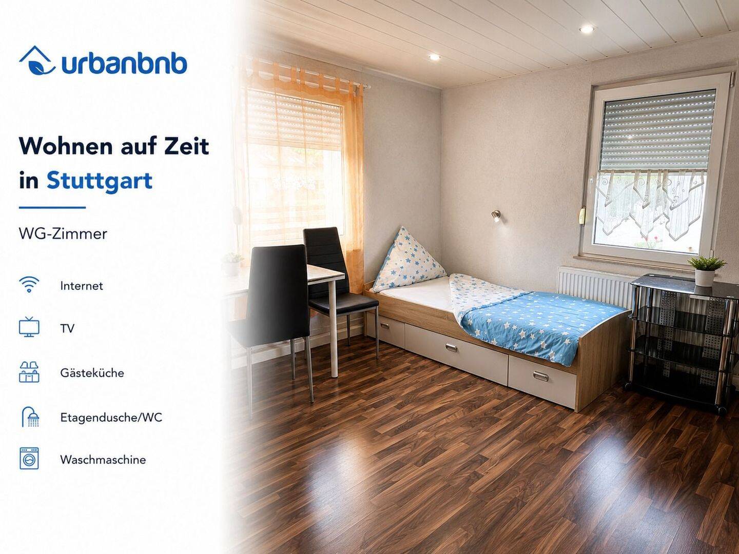 Möblierte Zimmer Stuttgart Möhringen – WG Zeitwohnen ab 1 Monat, 70567 Stuttgart (Möhringen)