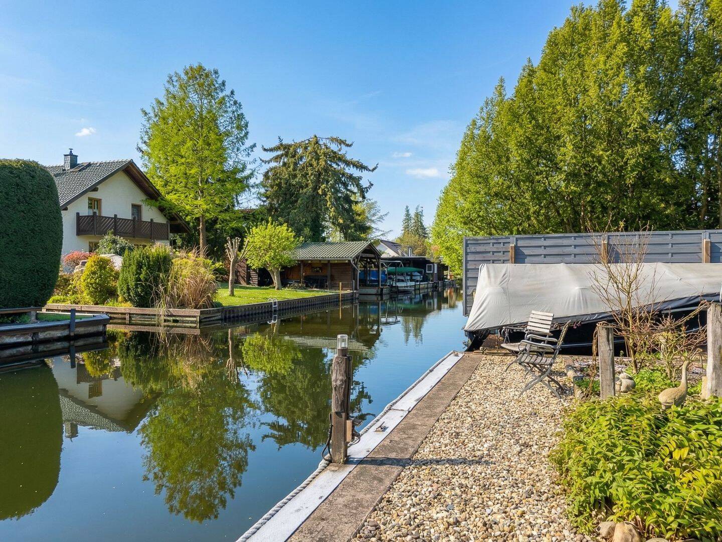 Bungalow in idyllischer Wasserlage und Privatsteg auf 869 m² Grundstück: Verkauf mit Nießbrauchrecht, 12589 Berlin (Treptow-Köpenick Hessenwinkel Rahnsdorf Wilhelmshagen)