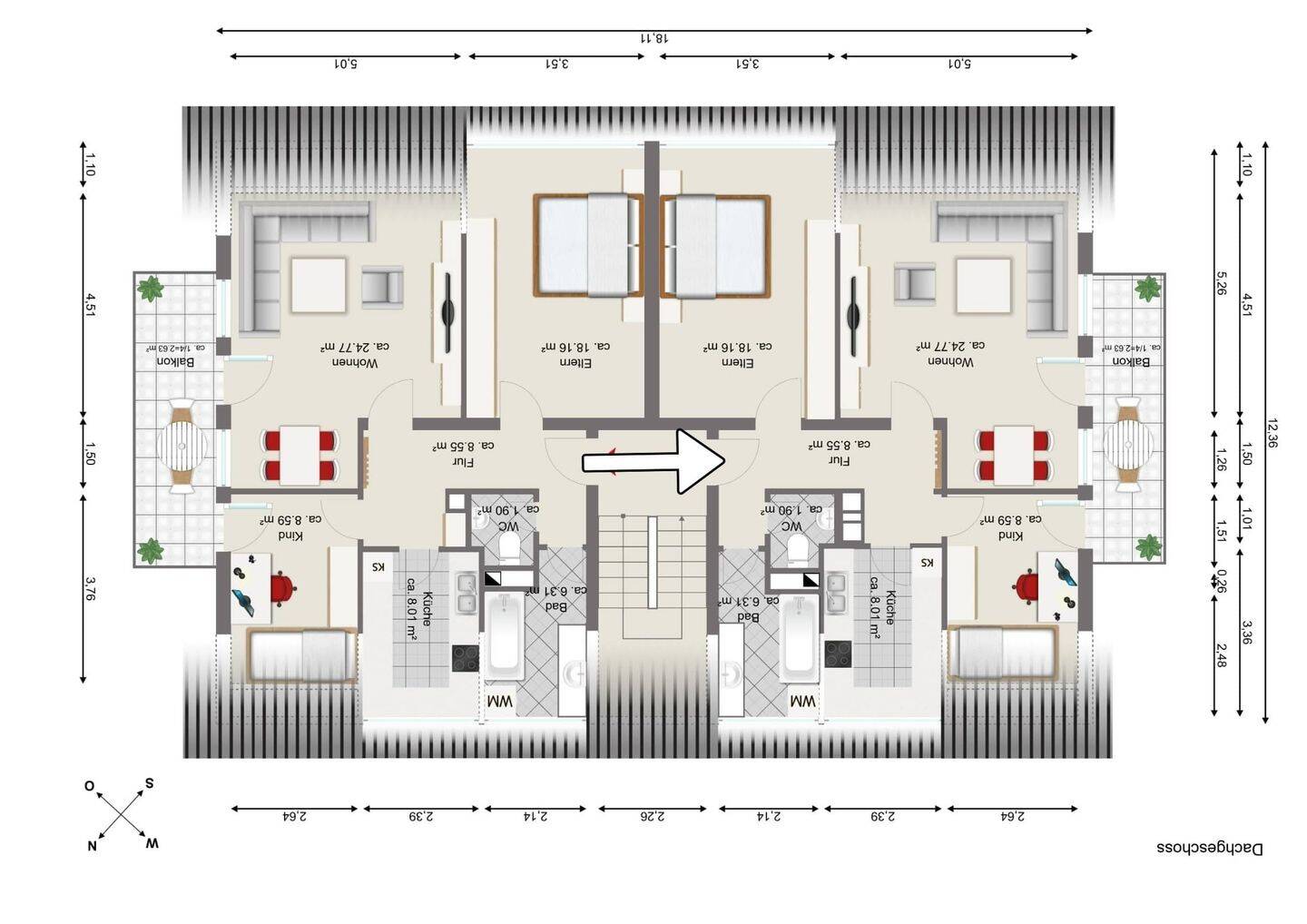 Abendsonne über den Dächern – Dachgeschosswohnung mit Westbalkon und Garage!, 90592 Schwarzenbruck