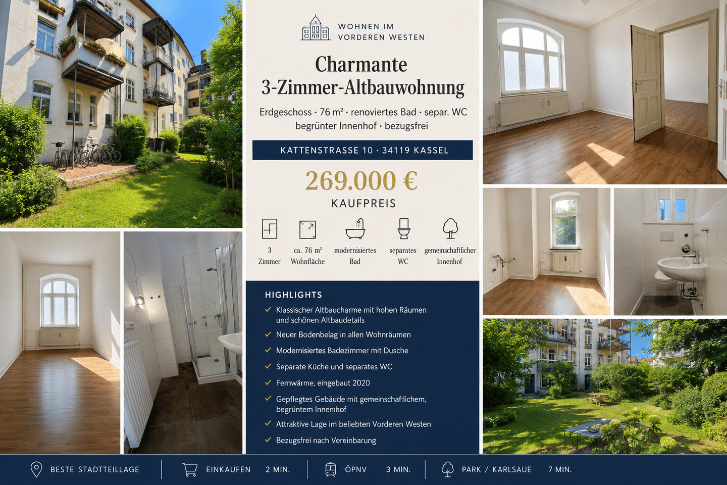 Charmante 3-Zimmer-Altbauwohnung im beliebten Vorderen Westen, 34119 Kassel (Mitte West)