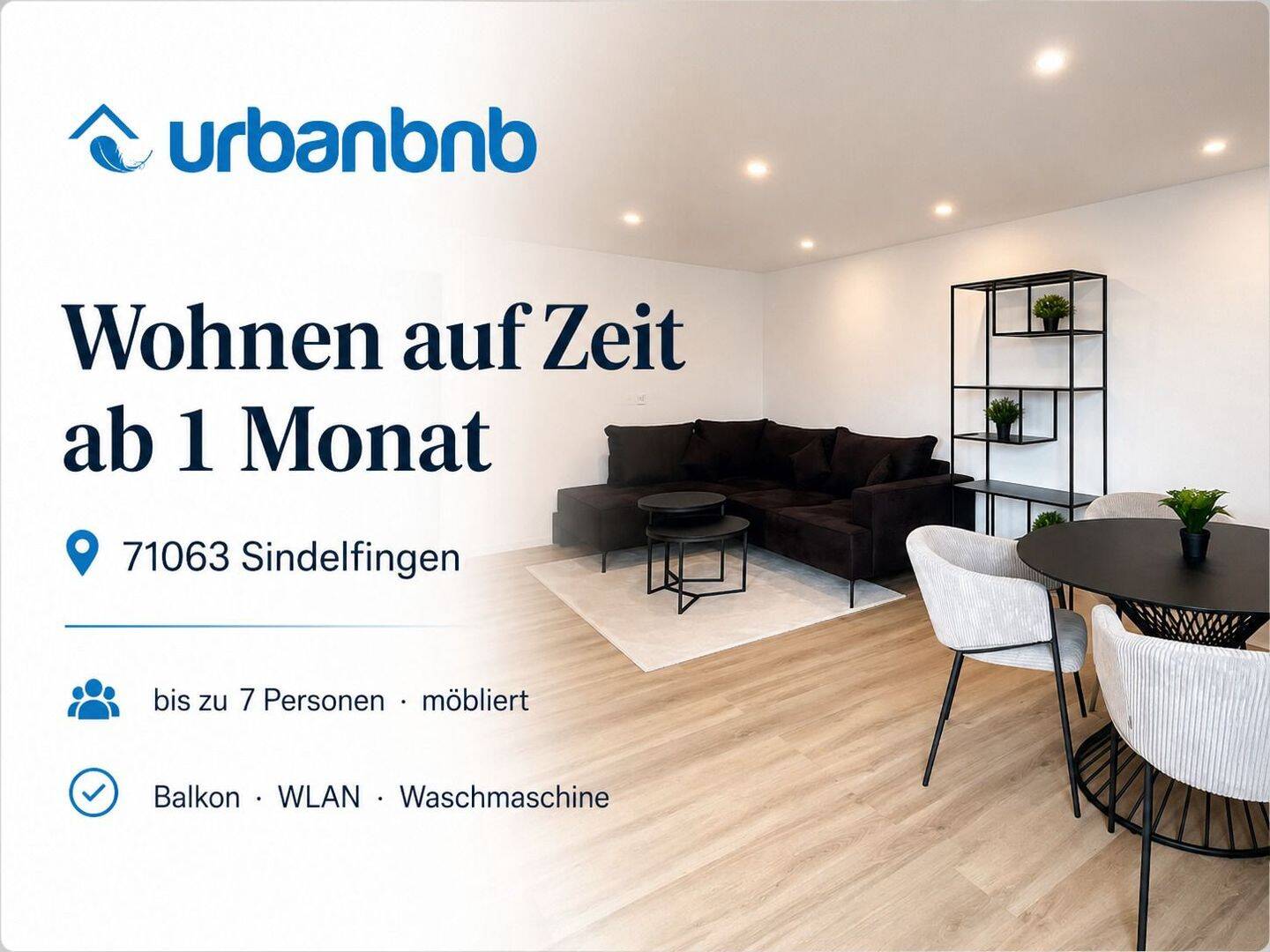 Zeitwohnen in Sindelfingen – großzügige 4-Zimmerwohnung mit Balkon, 71063 Sindelfingen