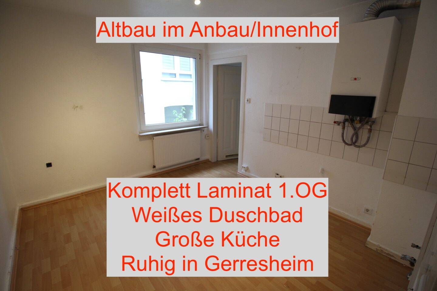 EXKLUSIV ALTBAU IM ANBAU/INNENHOF KOMPLETT LAMINAT 1.OG WEIßES DUSCHBAD GROßE KÜCHE RUHIG GERRESHEIM, 40625 Düsseldorf (Gerresheim Ludenberg)
