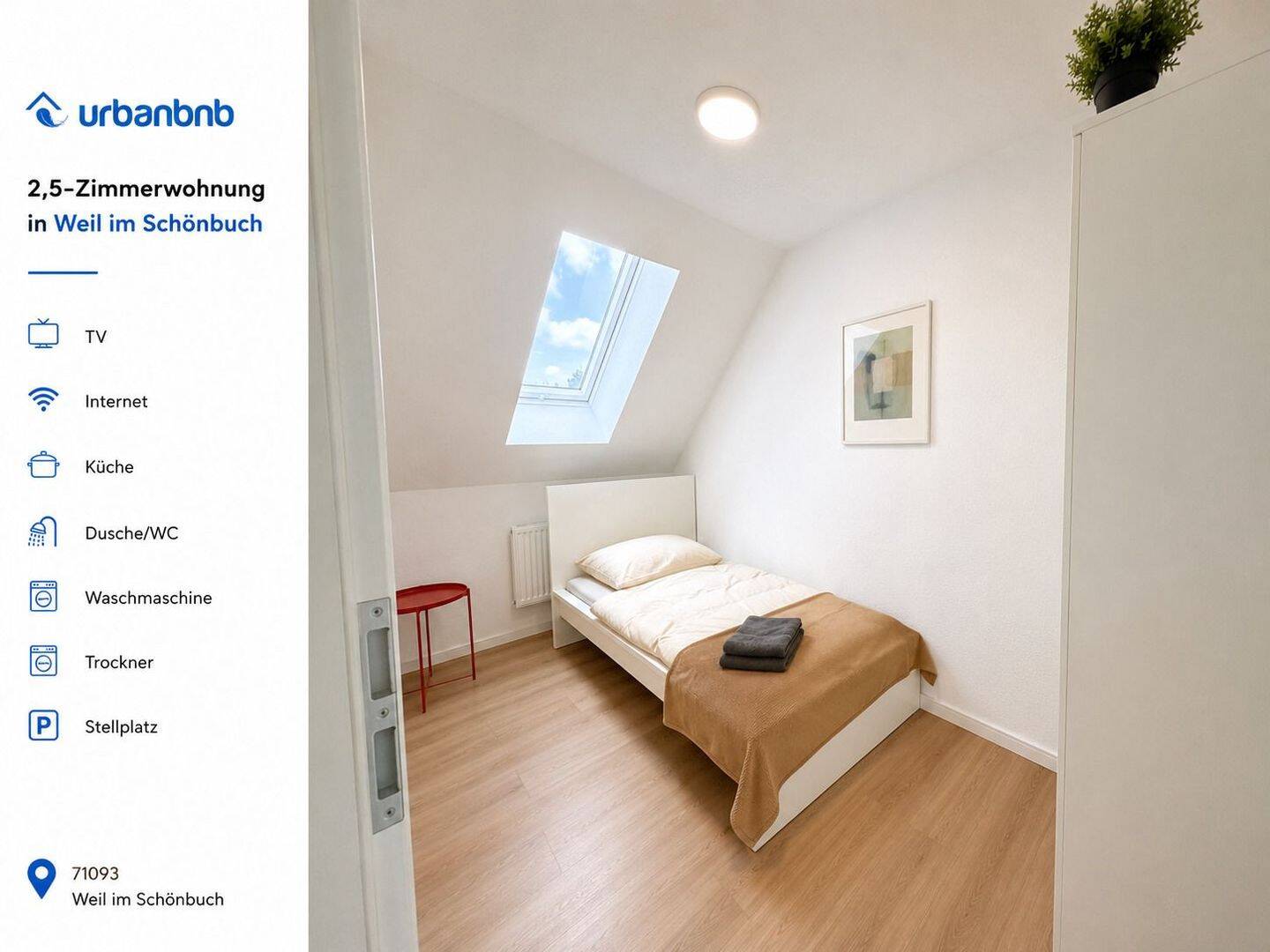 Wohnen auf Zeit in Weil im Schönbuch bei Böblingen – 2,5-Zimmerwohnung ab 1 Monat, 71093 Weil im Schönbuch