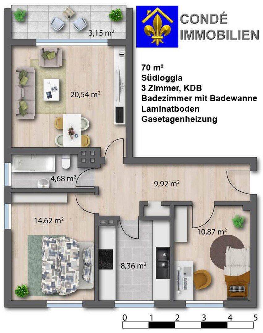Attraktive 3-Zimmer-Wohnung mit Loggia im 1. Obergeschoss, 42277 Wuppertal (Barmen)