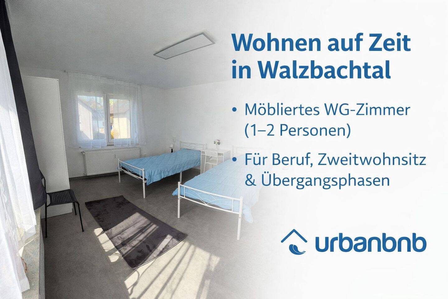 Wohnen auf Zeit in Walzbachtal (Nähe Karlsruhe) – möbliertes WG-Zimmer ab 1 Monat, 75045 Walzbachtal