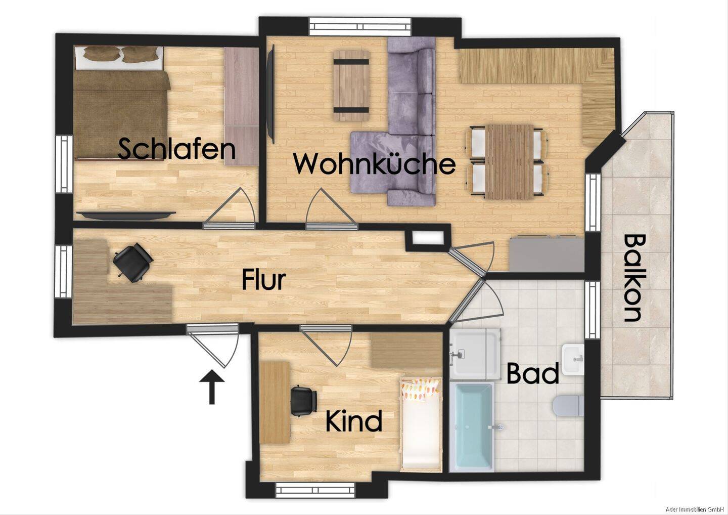 ruhig gelegene 2,5 Raumwohnung am Hainberg zu vermieten, 7422 Bad Blankenburg