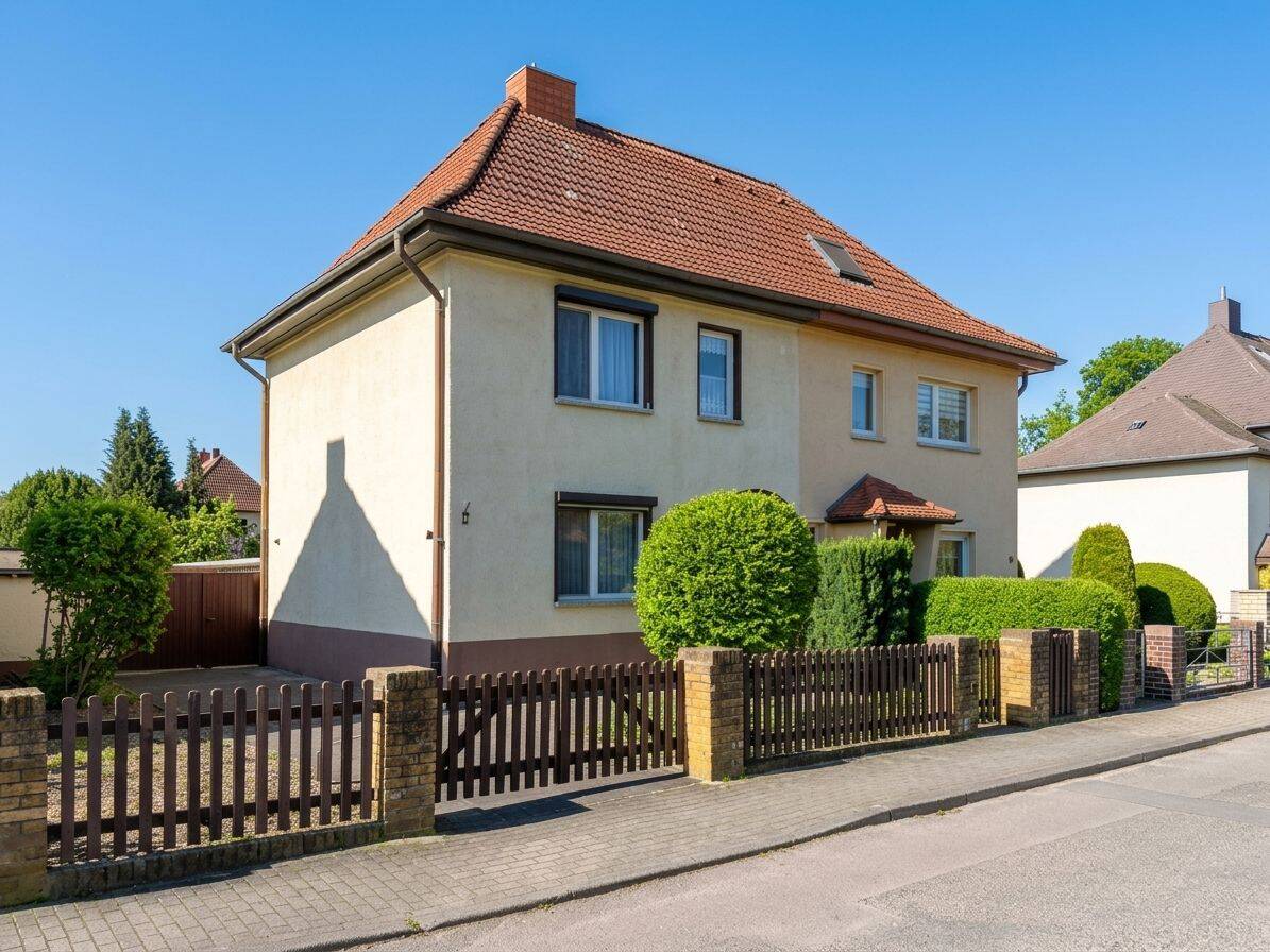 Doppelhaushälfte mit ca. 119 m² Wohnfläche, Garage, Ausbaureserve und 586 m² großem Grundstück, 6766 Bitterfeld-Wolfen