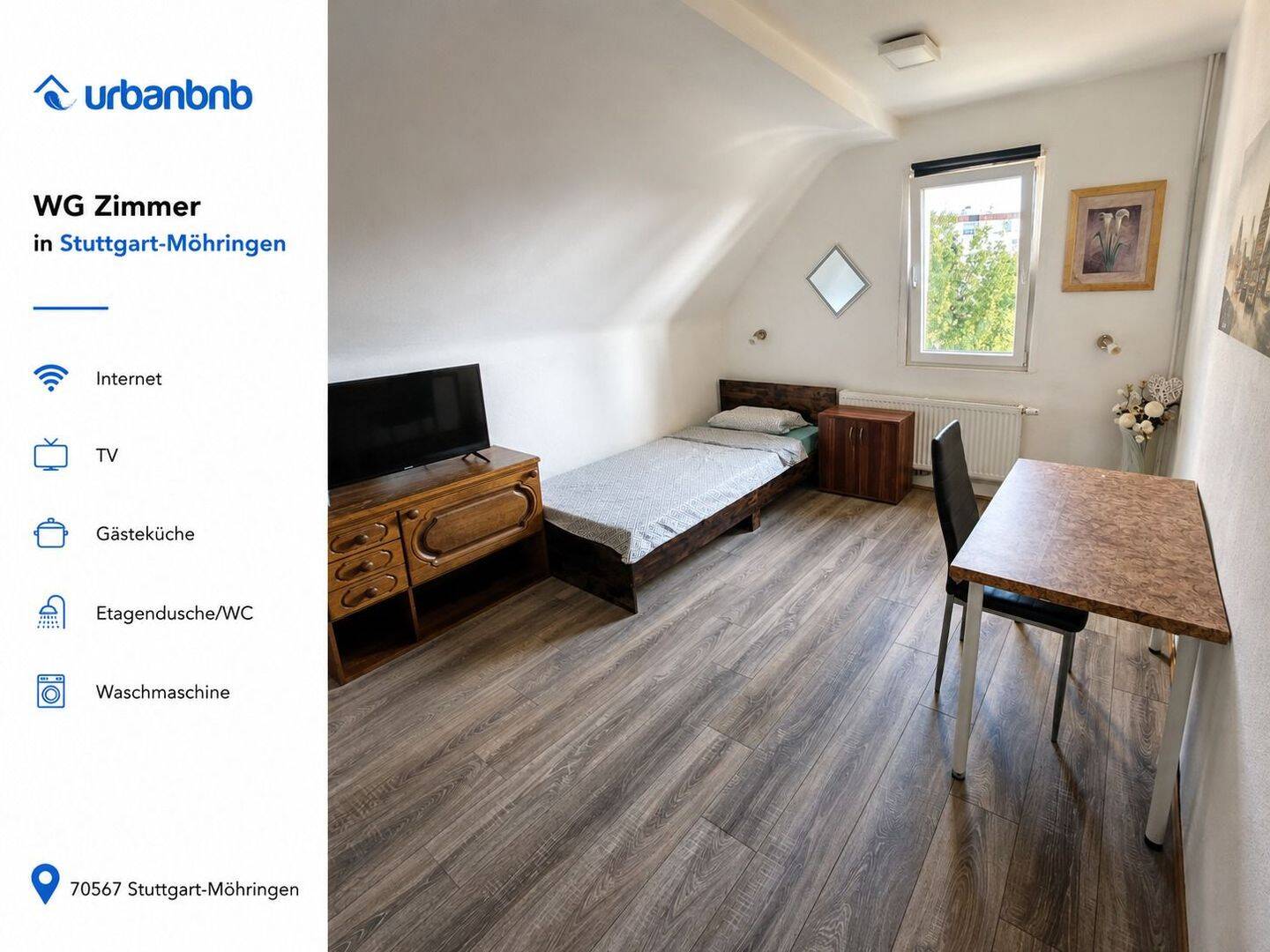 Möblierte Zimmer Stuttgart Möhringen – WG Zeitwohnen ab 1 Monat, 70567 Stuttgart (Möhringen)