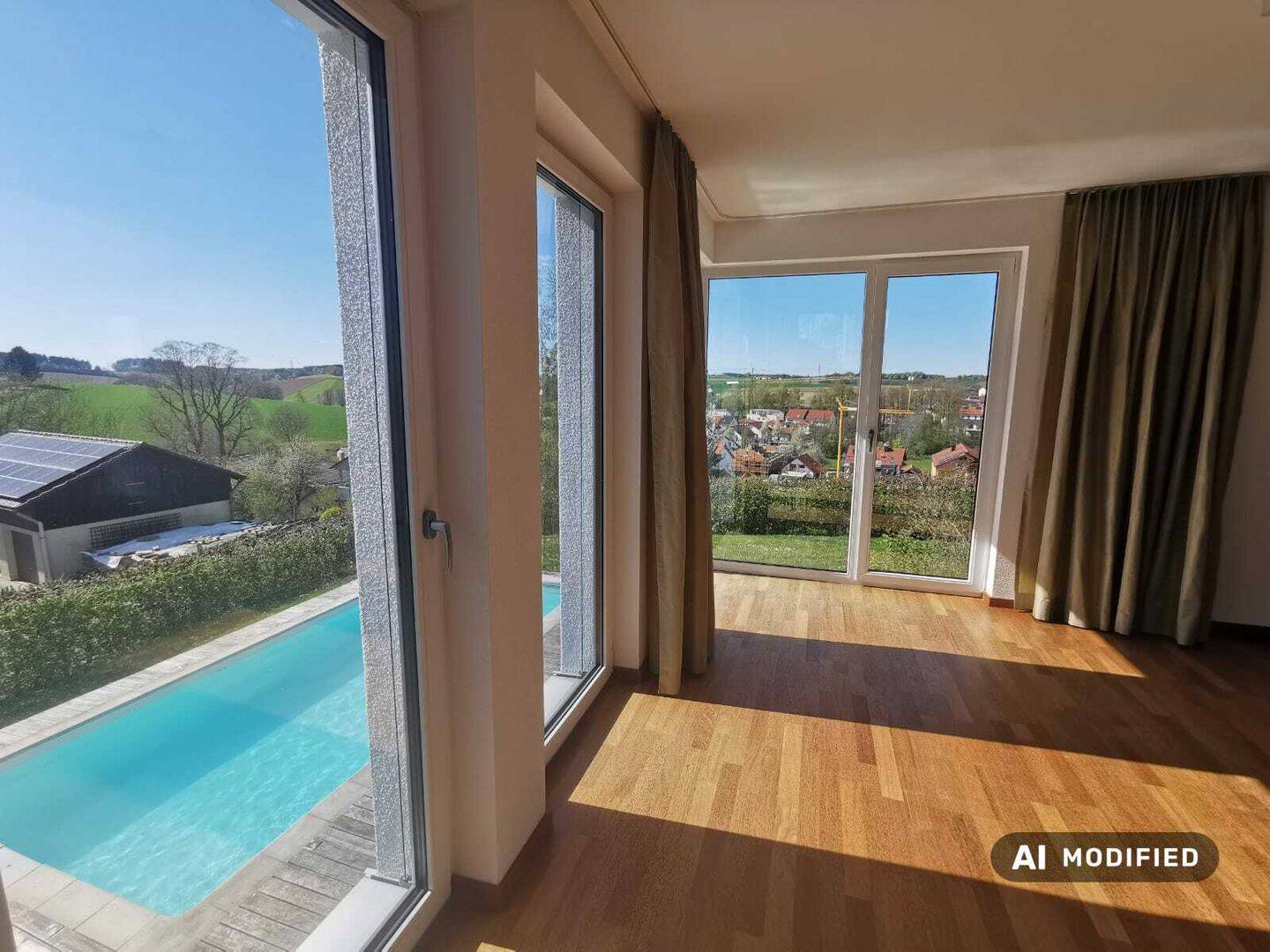 Traumhaus bei München mit 8×4 m Pool, PV- Anlage, Doppelgarage und Dachterrasse mit Weitblick, 84405 Dorfen