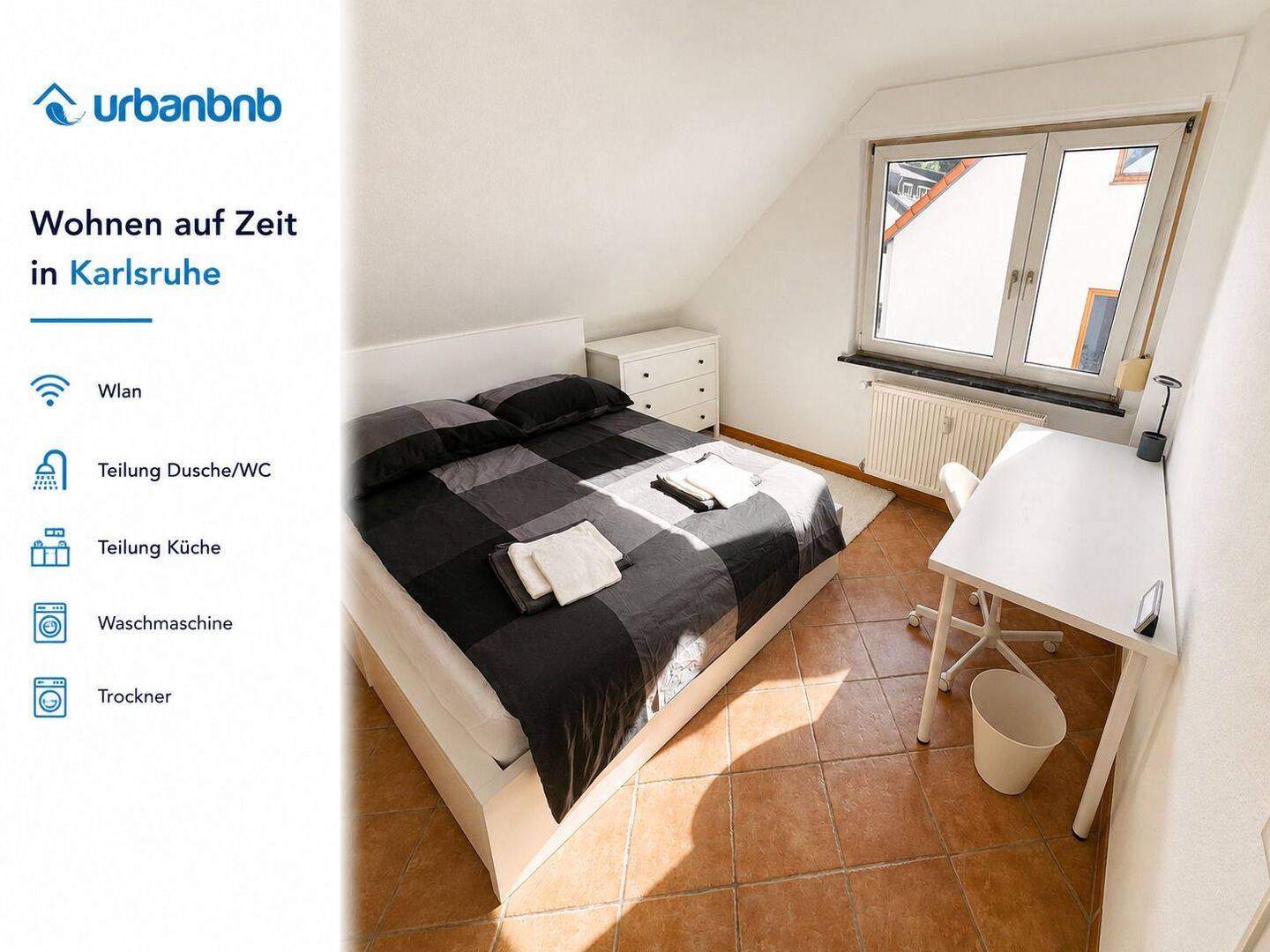 möbliertes Zimmer in Karlsruhe für Wohnen auf Zeit, 76228 Karlsruhe