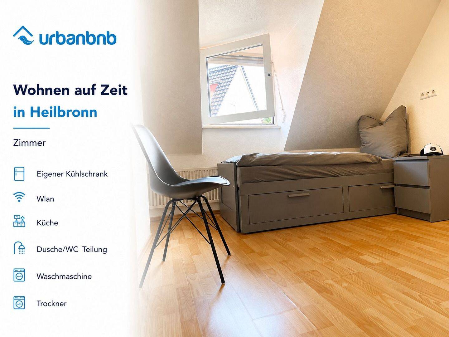Möbliertes WG-Zimmer in Heilbronn: Flexibles Wohnen auf Zeit ab 1Monat, 74081 Heilbronn (Horkheim Klingenberg Sontheim)