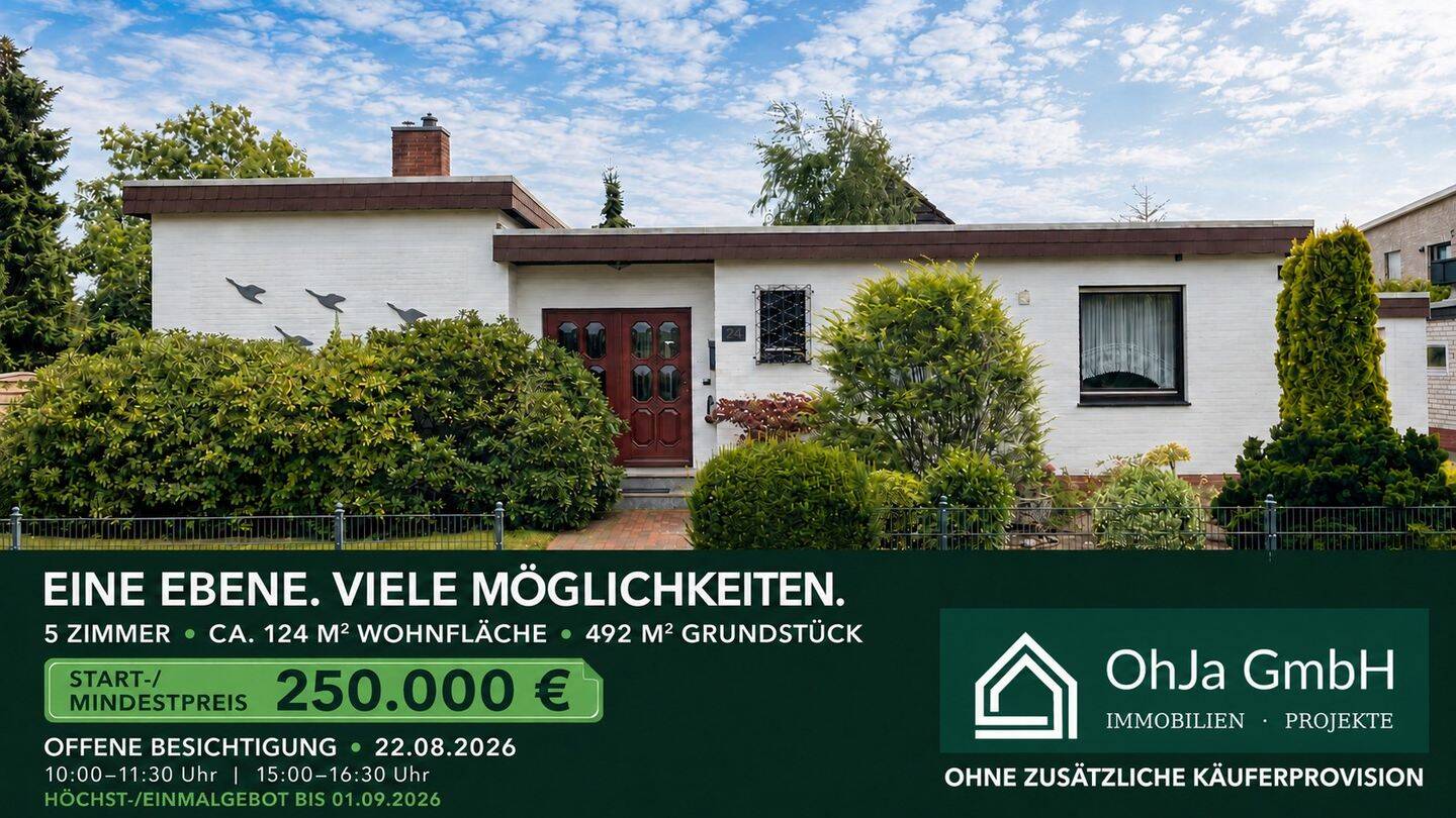 EINE EBENE. VIELE MÖGLICHKEITEN! 5-Zimmer-Bungalow mit Garten & Garage, 27777 Ganderkesee
