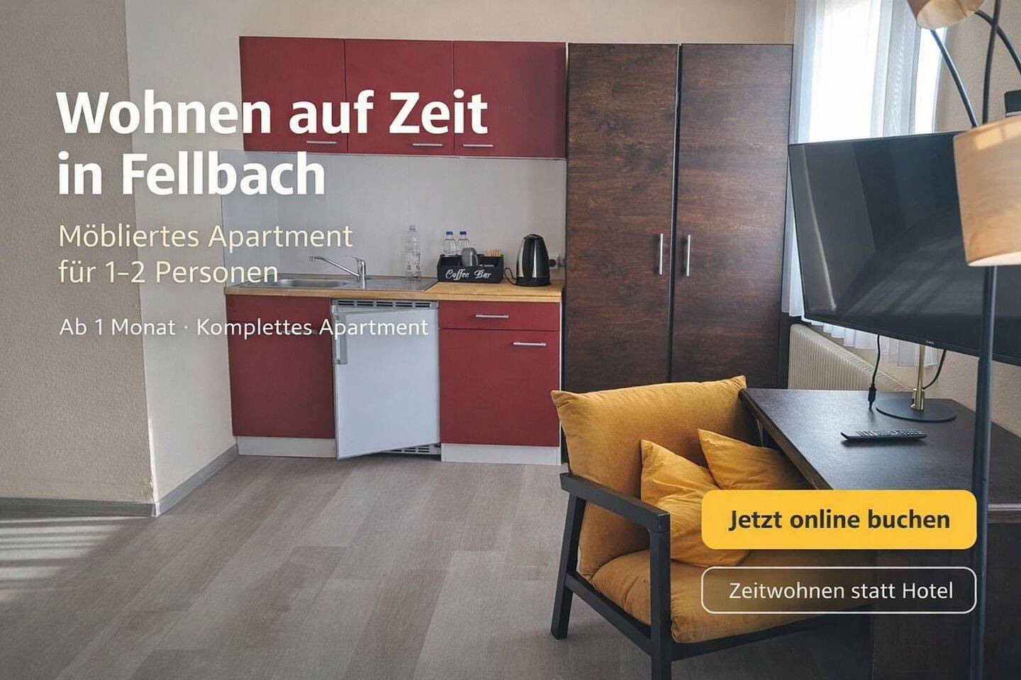 Wohnen auf Zeit in Fellbach – Apartment ab 1 Monat flexibel mieten, 70736 Fellbach