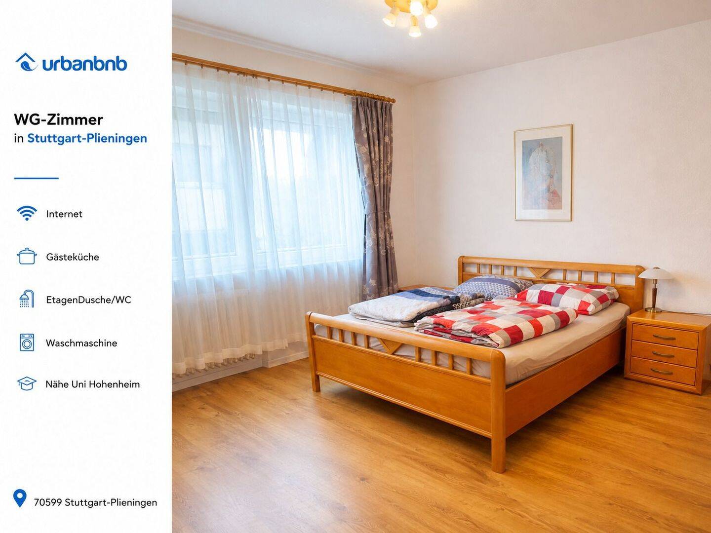 Wohnen auf Zeit Stuttgart Plieningen im möblierten WG-Zimmer Nähe Uni Hohenheim, 70599 Stuttgart